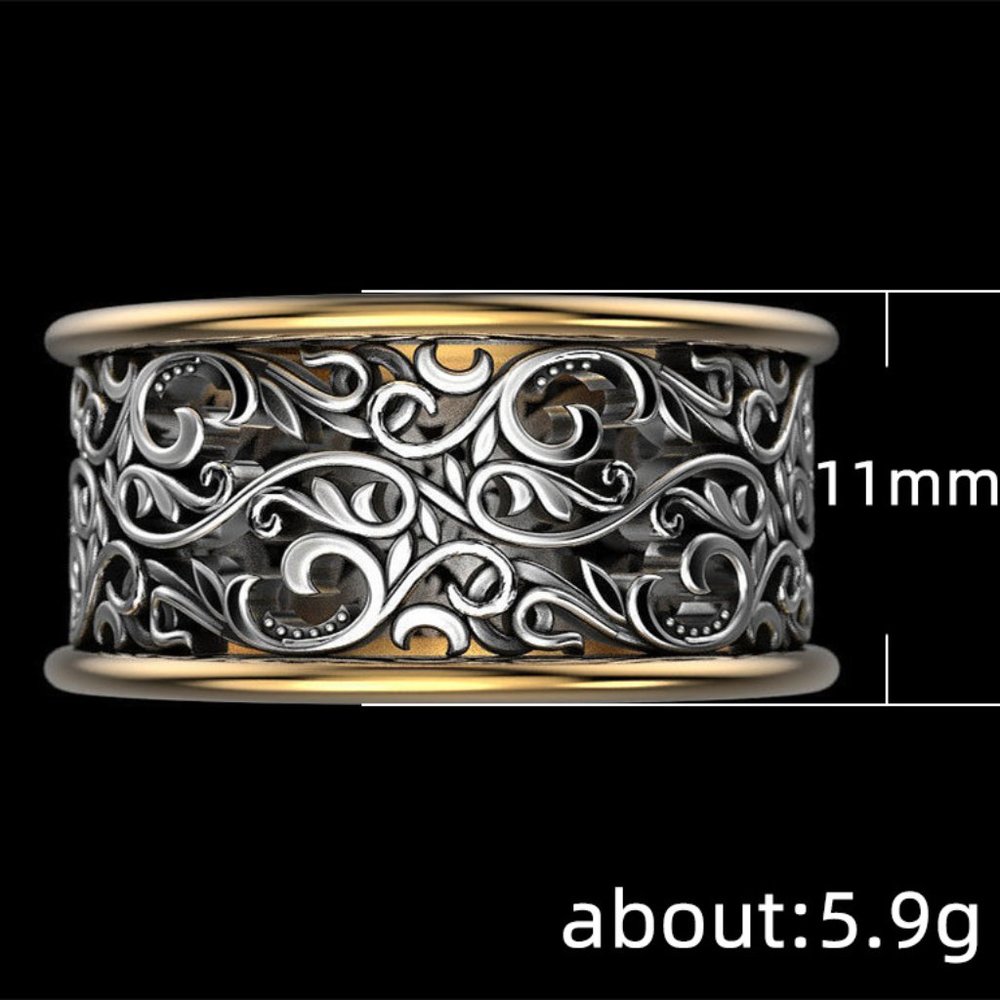 "Beautiful Carved Dainty Double Layer Wide Vintage Ring for Women/Man, PD732 - Picture 5 of 6